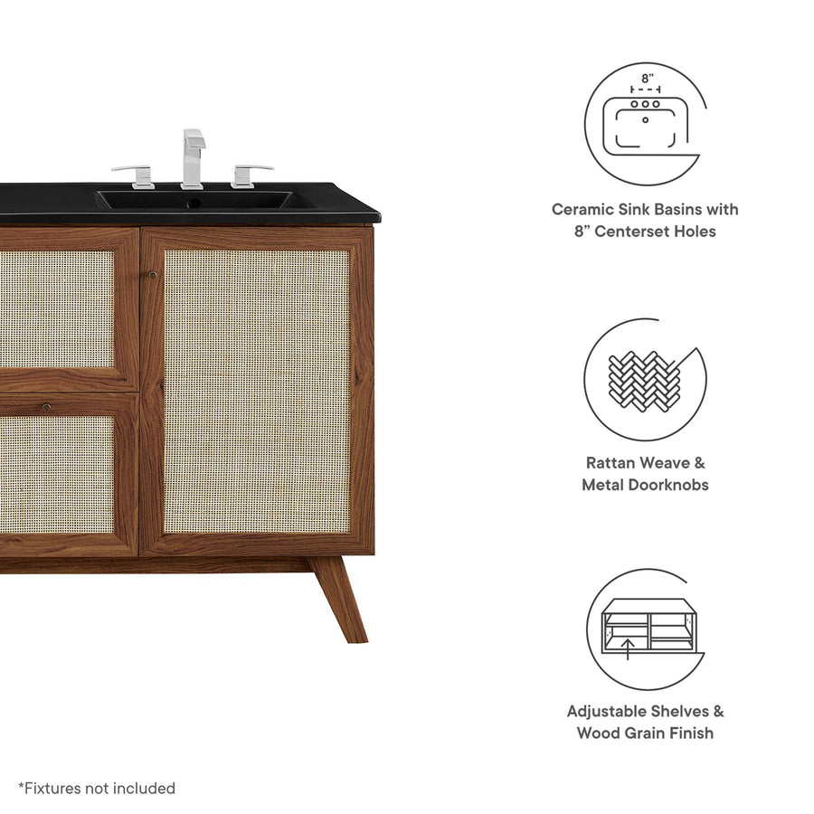 Wren 48" Double Sink Bathroom Vanity in Walnut Black