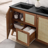 Wren 48" Double Sink Bathroom Vanity in Walnut Black