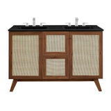 Wren 48" Double Sink Bathroom Vanity in Walnut Black