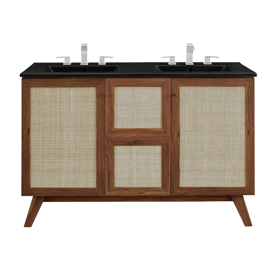 Wren 48" Double Sink Bathroom Vanity in Walnut Black