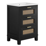 Tobin 24" Solid Wood Bathroom Vanity in Black White