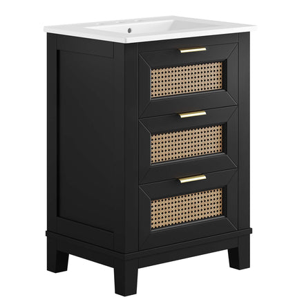 Dixie 24" Solid Wood Bathroom Vanity in Black White