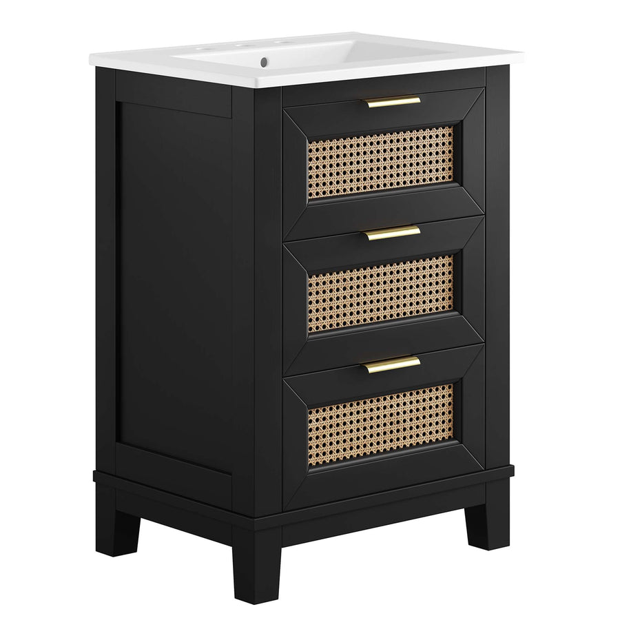 Tobin 24" Solid Wood Bathroom Vanity in Black White