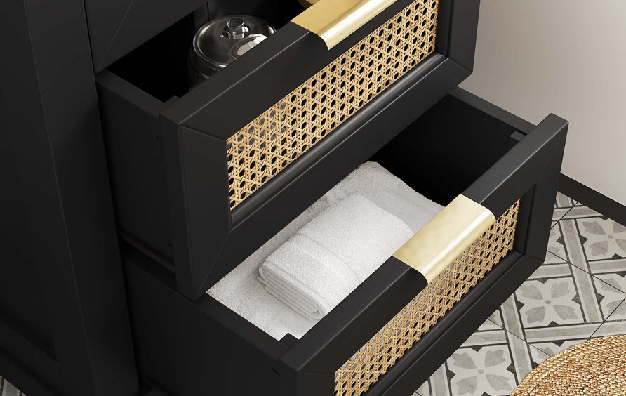 Tobin 24" Solid Wood Bathroom Vanity in Black White