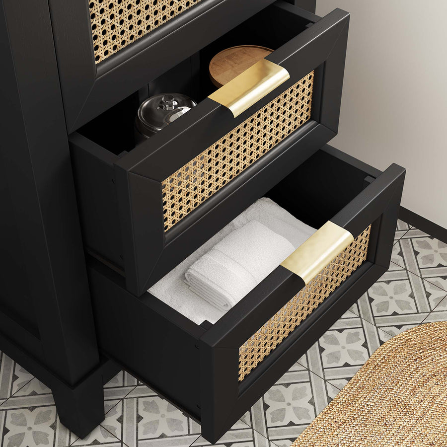 Tobin 24" Solid Wood Bathroom Vanity in Black White