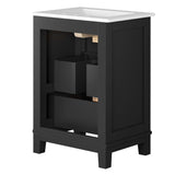 Tobin 24" Solid Wood Bathroom Vanity in Black White