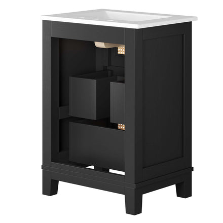 Dixie 24" Solid Wood Bathroom Vanity in Black White