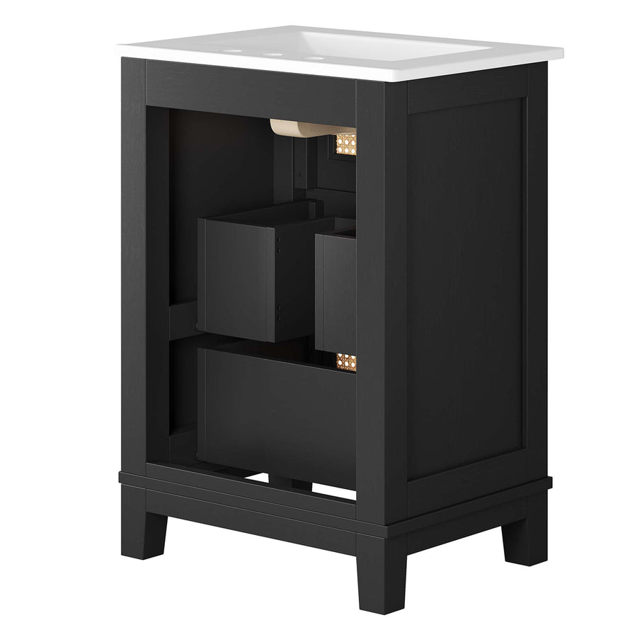 Tobin 24" Solid Wood Bathroom Vanity in Black White