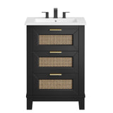 Tobin 24" Solid Wood Bathroom Vanity in Black White