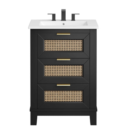 Dixie 24" Solid Wood Bathroom Vanity in Black White