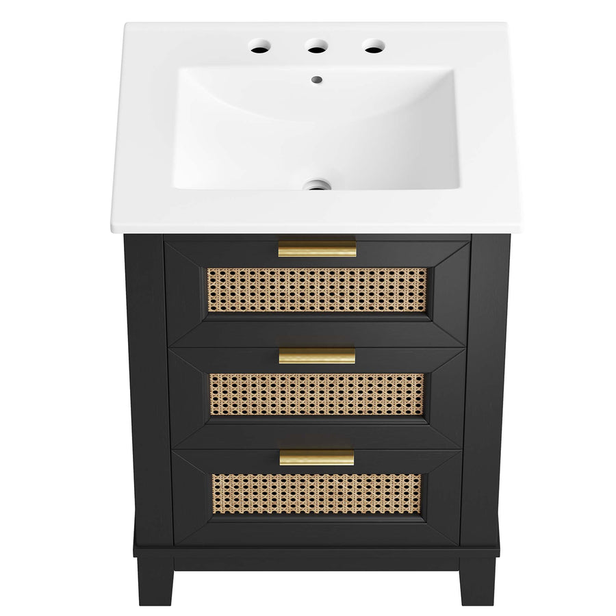 Tobin 24" Solid Wood Bathroom Vanity in Black White