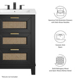 Tobin 24" Solid Wood Bathroom Vanity in Black White