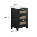 Tobin 24" Solid Wood Bathroom Vanity in Black White