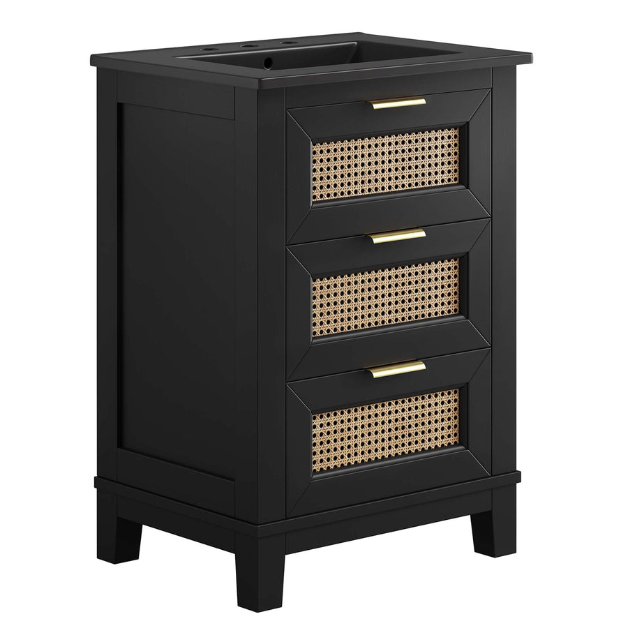 Tobin 24" Solid Wood Bathroom Vanity Cabinet in Black Black