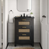 Tobin 24" Solid Wood Bathroom Vanity Cabinet in Black Black