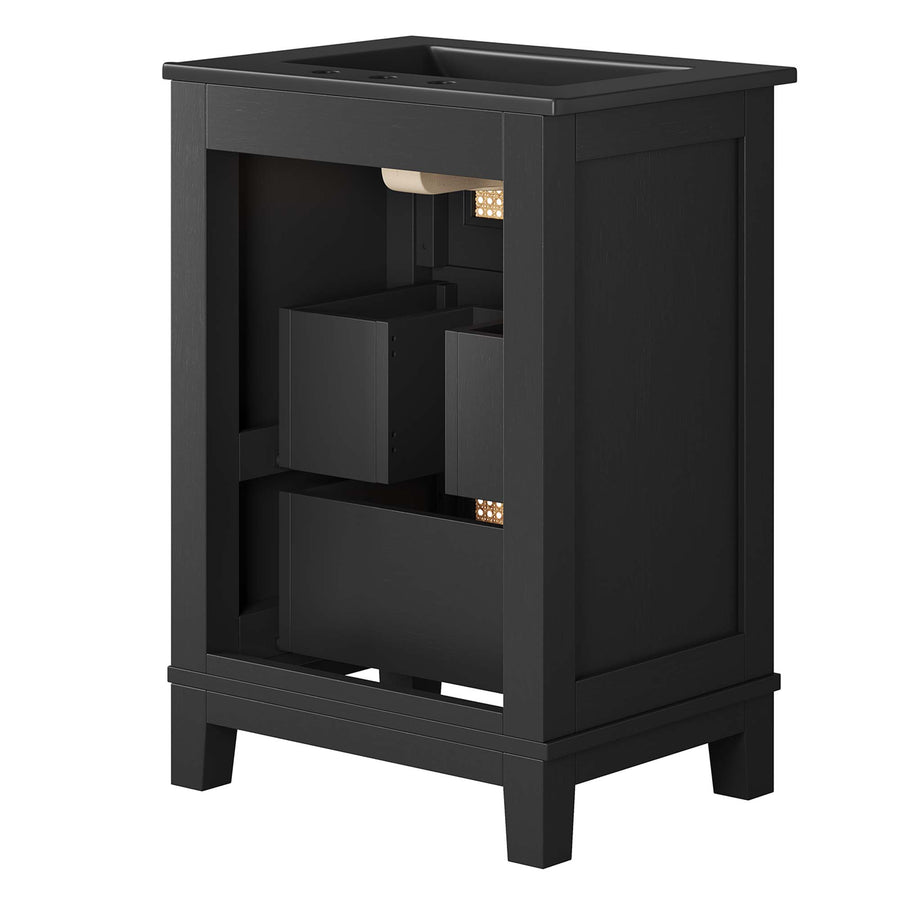 Tobin 24" Solid Wood Bathroom Vanity Cabinet in Black Black