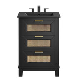 Tobin 24" Solid Wood Bathroom Vanity Cabinet in Black Black