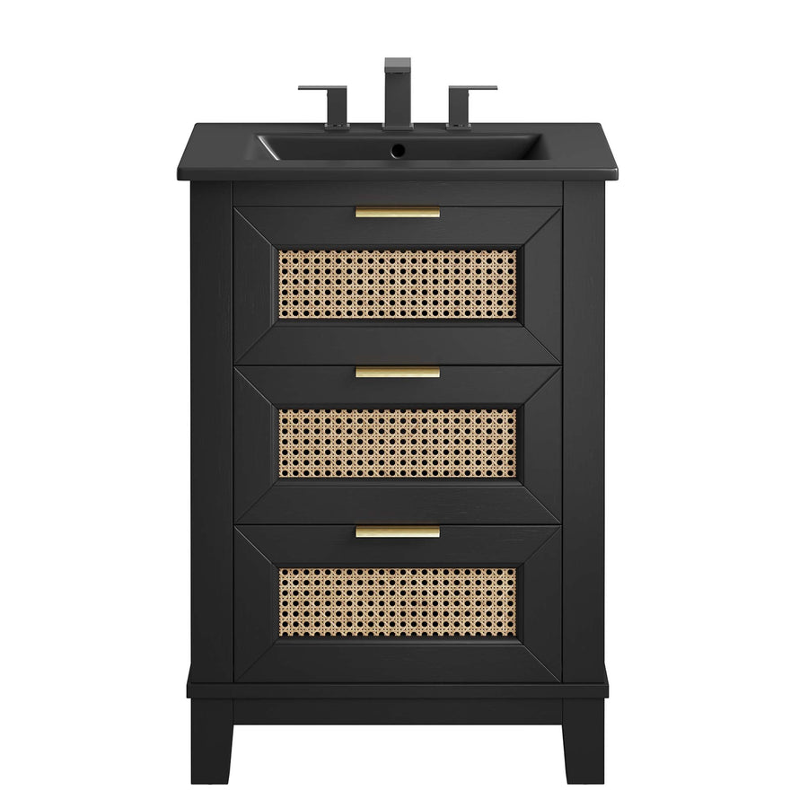 Tobin 24" Solid Wood Bathroom Vanity Cabinet in Black Black
