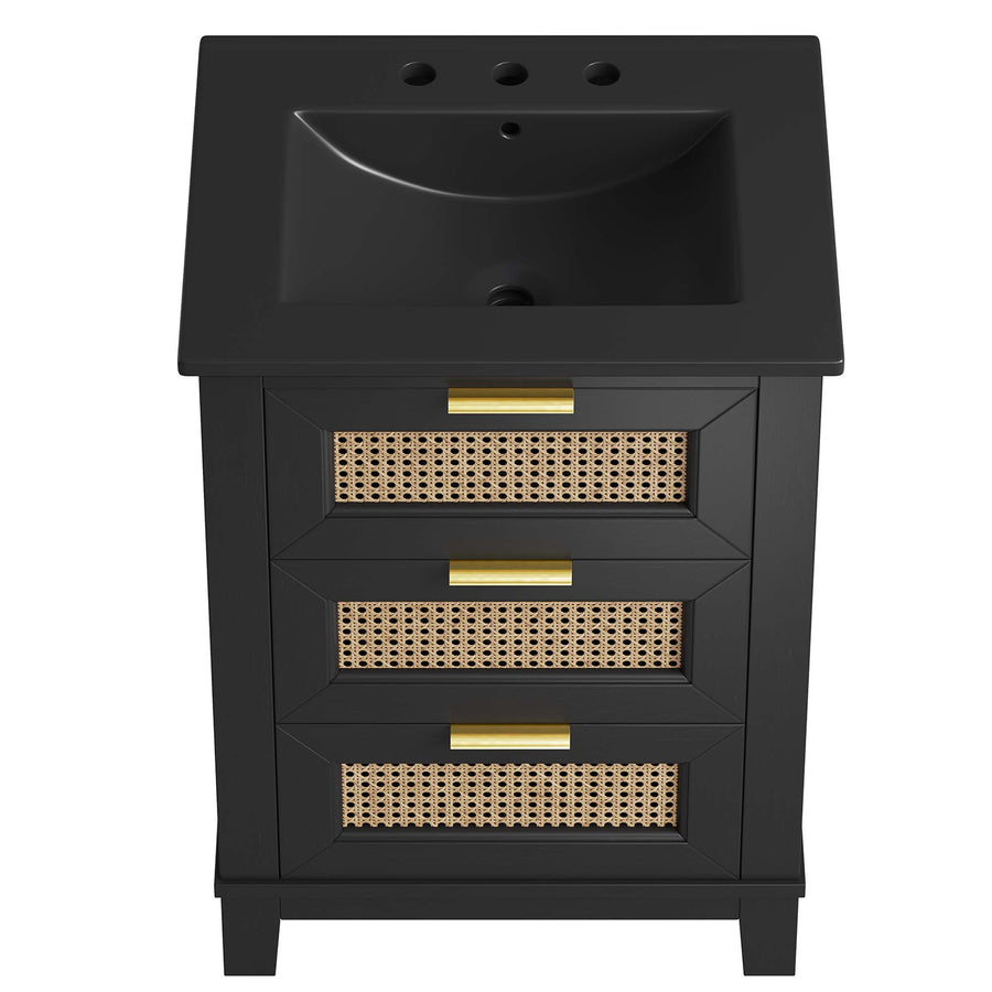 Tobin 24" Solid Wood Bathroom Vanity Cabinet in Black Black