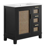Tobin 36" Solid Wood Bathroom Vanity Cabinet in Black White