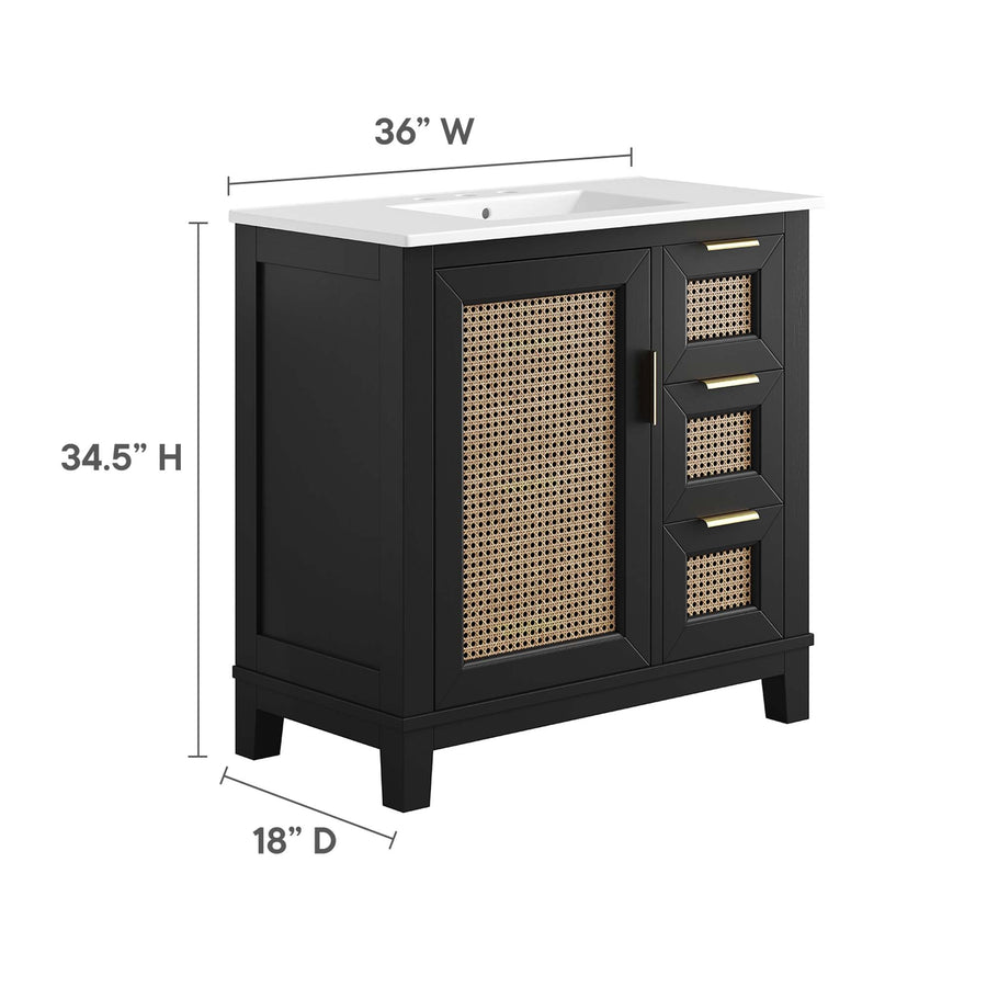 Tobin 36" Solid Wood Bathroom Vanity Cabinet in Black White