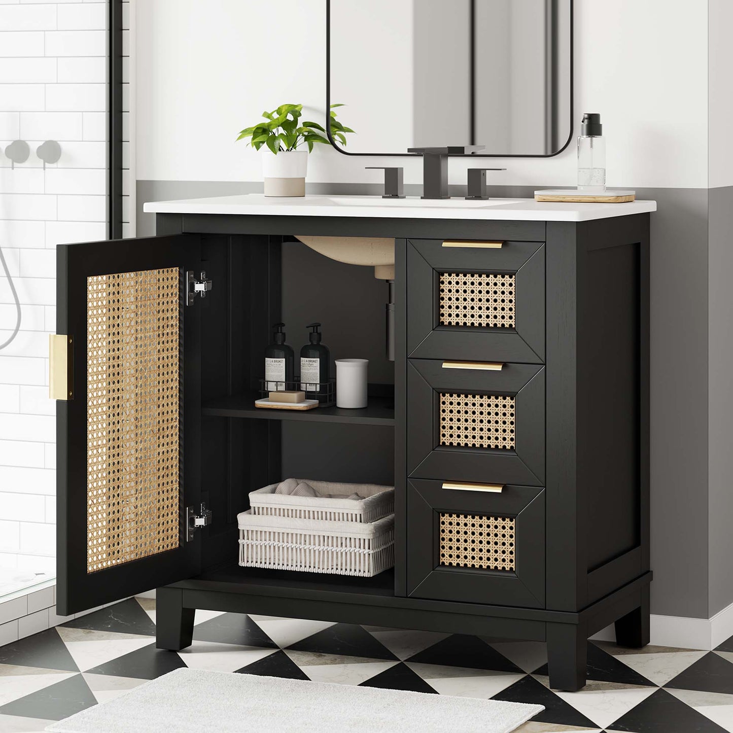 Dixie 36" Solid Wood Bathroom Vanity Cabinet by Furniture For America
