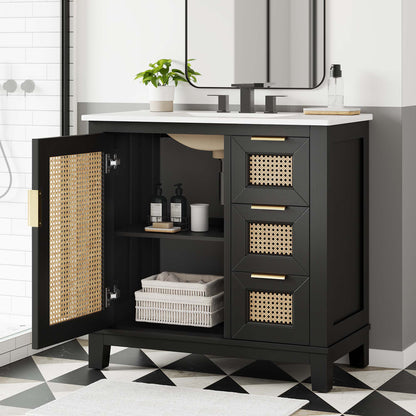 Dixie 36" Solid Wood Bathroom Vanity Cabinet by Furniture For America