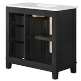 Tobin 36" Solid Wood Bathroom Vanity Cabinet in Black White