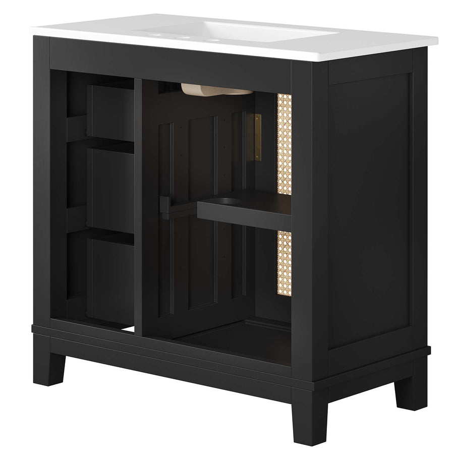 Tobin 36" Solid Wood Bathroom Vanity Cabinet in Black White