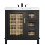 Tobin 36" Solid Wood Bathroom Vanity Cabinet in Black White