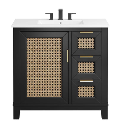Dixie 36" Solid Wood Bathroom Vanity Cabinet by Furniture For America