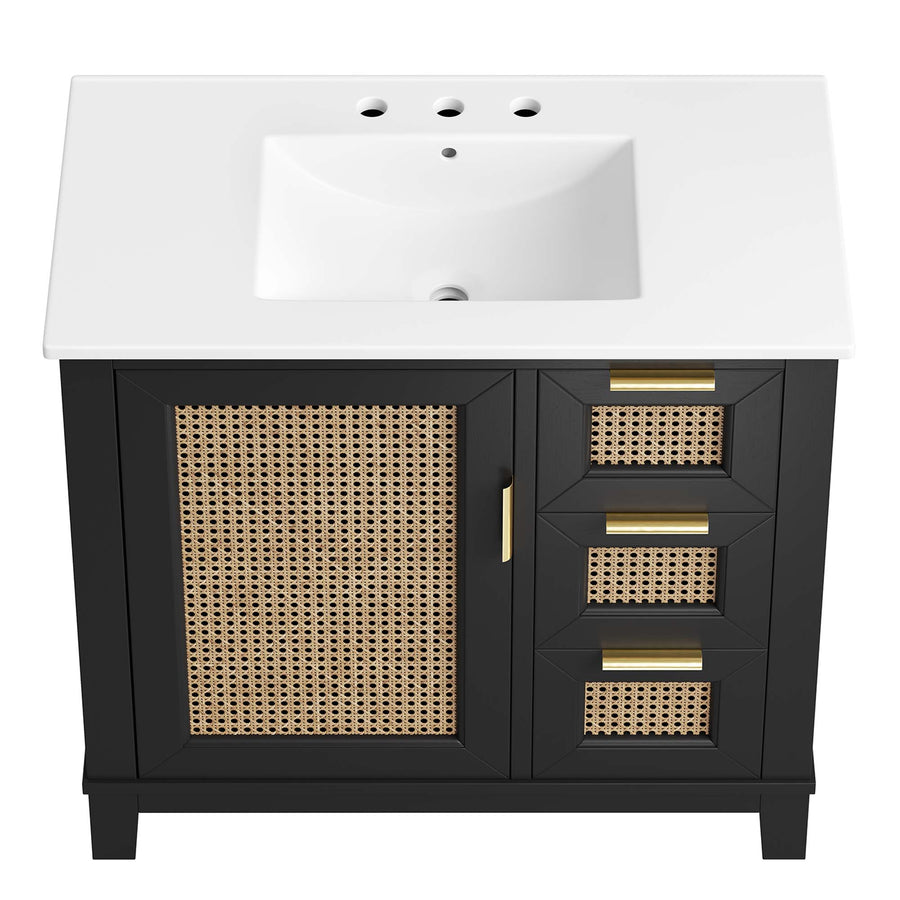 Tobin 36" Solid Wood Bathroom Vanity Cabinet in Black White