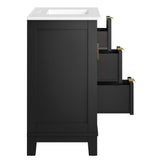 Tobin 36" Solid Wood Bathroom Vanity Cabinet in Black White