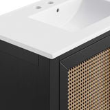 Tobin 36" Solid Wood Bathroom Vanity Cabinet in Black White