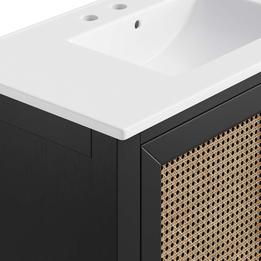 Tobin 36" Solid Wood Bathroom Vanity Cabinet in Black White