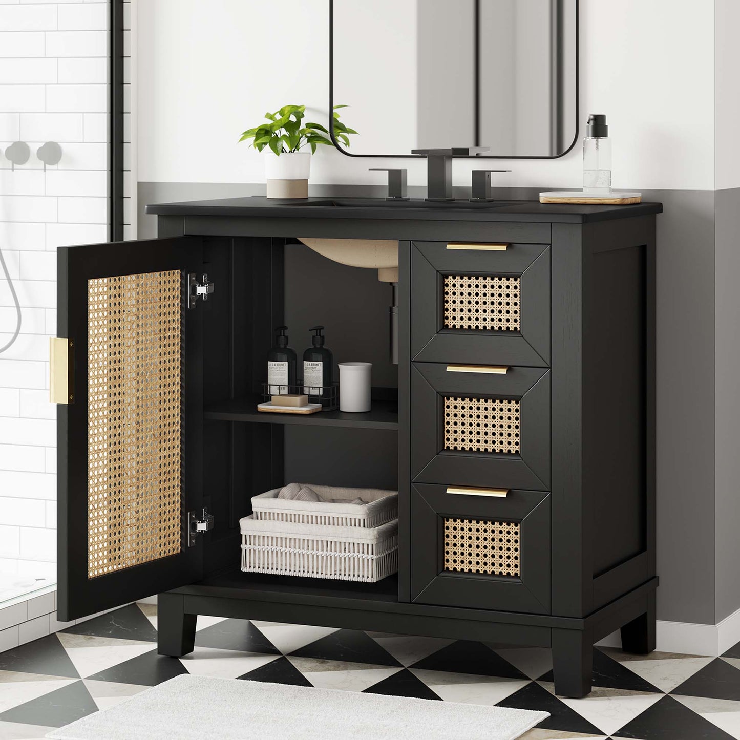 Dixie 36" Solid Wood Bathroom Vanity Cabinet by Furniture For America