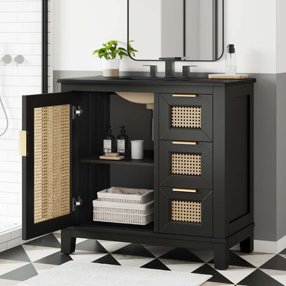 Dixie 36" Solid Wood Bathroom Vanity Cabinet by Furniture For America