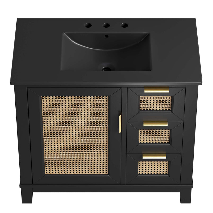 Tobin 36" Solid Wood Bathroom Vanity Cabinet in Black Black
