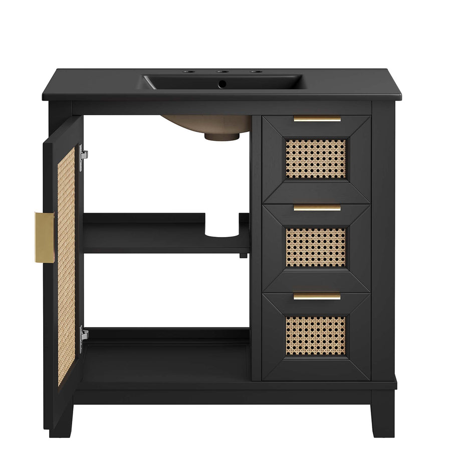 Tobin 36" Solid Wood Bathroom Vanity Cabinet in Black Black