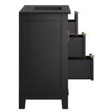 Tobin 36" Solid Wood Bathroom Vanity Cabinet in Black Black