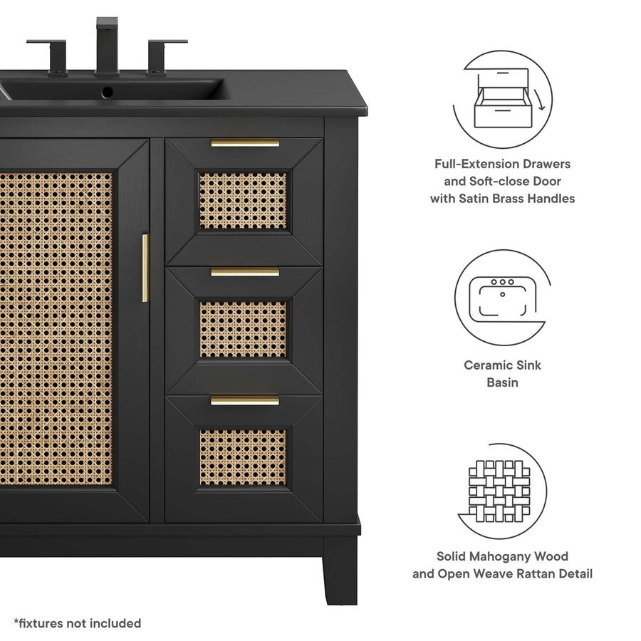 Tobin 36" Solid Wood Bathroom Vanity Cabinet in Black Black