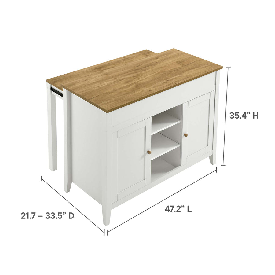 Hayes Kitchen Island in Oak White