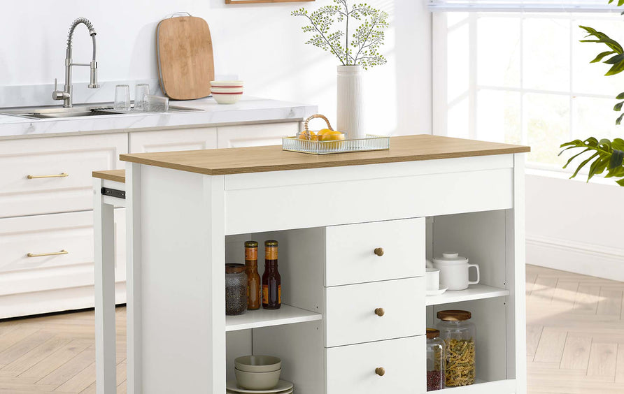 Dexter Kitchen Island in Oak White