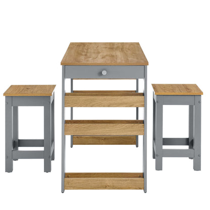 Galley 3-Piece Kitchen Island and Stool Set by Furniture For America