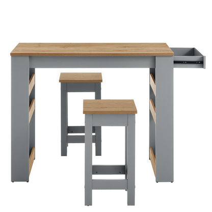 Galley 3-Piece Kitchen Island and Stool Set by Furniture For America