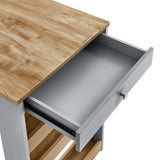 Vita 3-Piece Kitchen Island and Stool Set in Oak Gray
