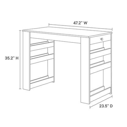 Galley 3-Piece Kitchen Island and Stool Set in Oak Gray