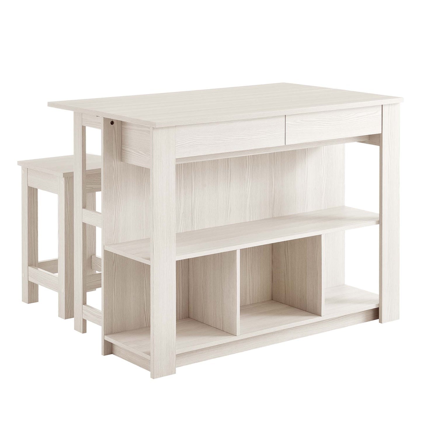 Meadowbrook 3-Piece Kitchen Island and Stool Set by Furniture For America