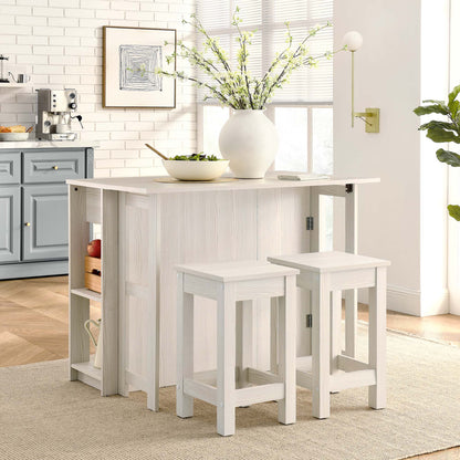 Meadowbrook 3-Piece Kitchen Island and Stool Set by Furniture For America
