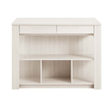 Cudillero 3-Piece Kitchen Island and Stool Set in White Maple